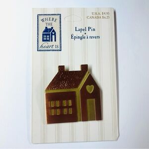 NEW Vtg Hallmark Home Is Where The Heart Is Copper Brass Brooch Cottagecore